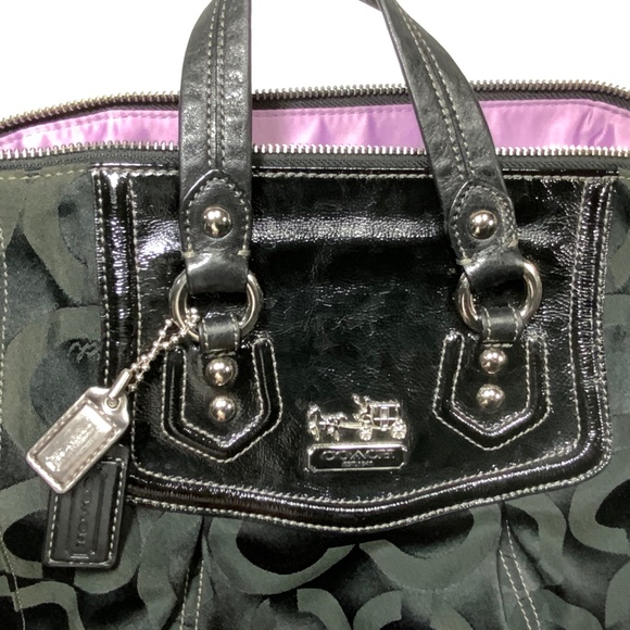 Coach Signature Black Madison Audrey Satchel Shoulder Tote - Picture 2 of 16